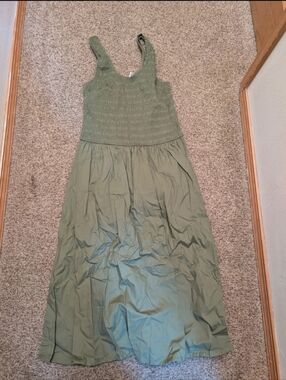 Sincerely Jules Olive Green Smocked Maxi Dress